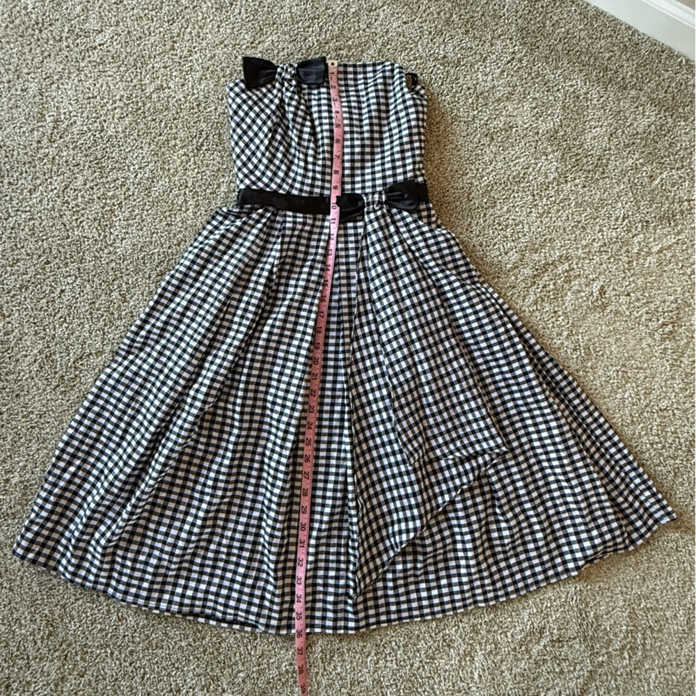 Unique Vintage Gingham Strapless Dress